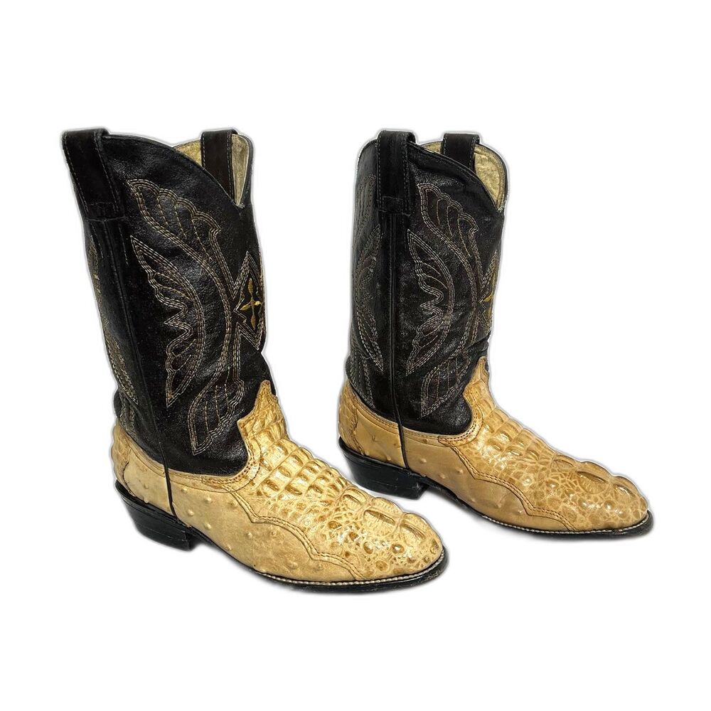 Los 4 Reyes Cowboy Cowgirl Boots Alligator Ostrich Print Women’s Size 5.5